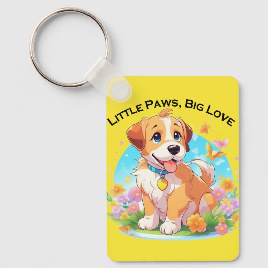 Schattigee puppy kleine poten grote liefde sleutelhanger (Voorkant)