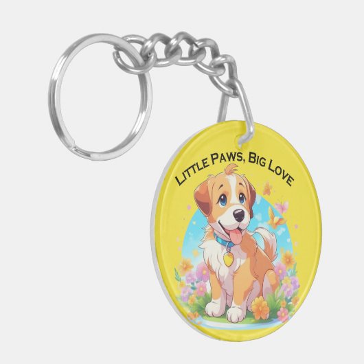 Schattigee puppy kleine poten grote liefde sleutelhanger (Voorkant Links)