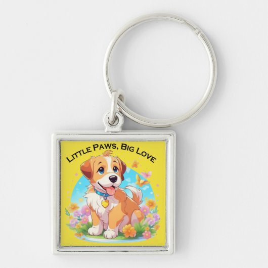 Schattigee puppy kleine poten grote liefde sleutelhanger (Voorkant)