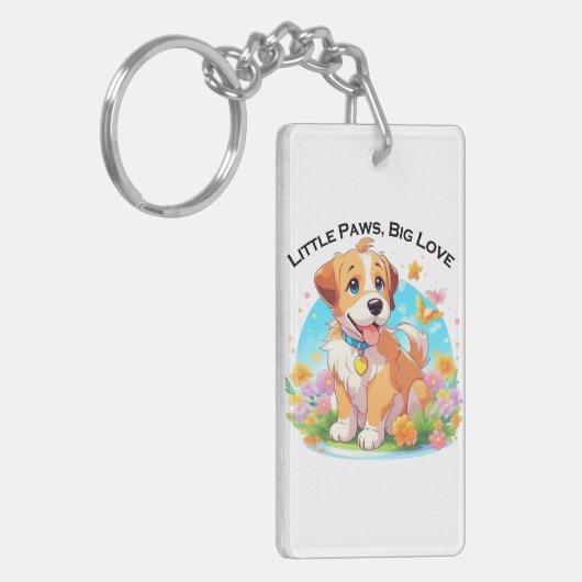 Schattigee puppy kleine poten grote liefde sleutelhanger (Voorkant Links)