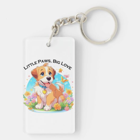 Schattigee puppy kleine poten grote liefde sleutelhanger (achterkant)