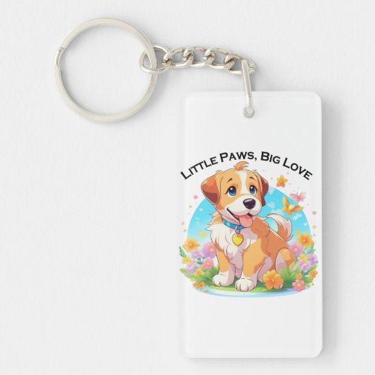 Schattigee puppy kleine poten grote liefde sleutelhanger (Voorkant)