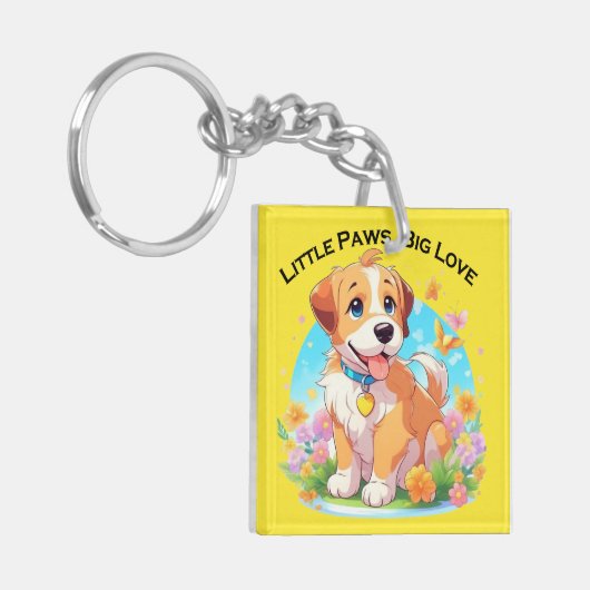 Schattigee puppy kleine poten grote liefde sleutelhanger (Voorkant Links)