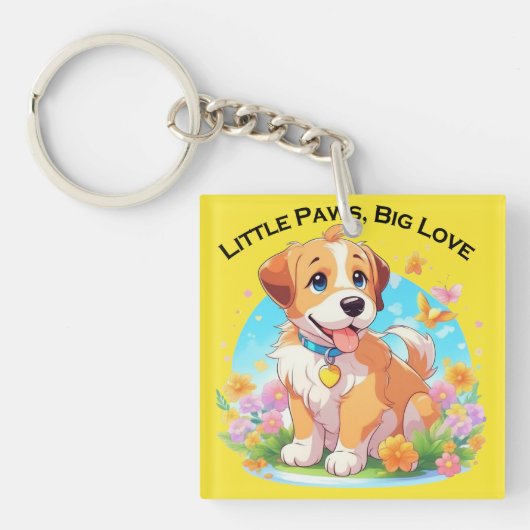Schattigee puppy kleine poten grote liefde sleutelhanger (voorkant)
