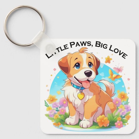 Schattigee puppy kleine poten grote liefde sleutelhanger (Voorkant)