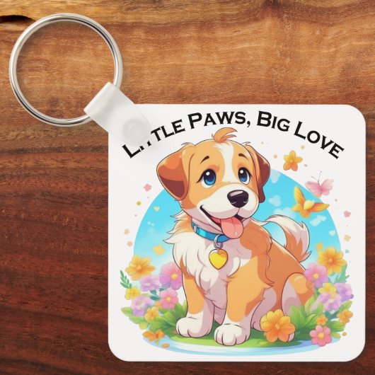 Schattigee puppy kleine poten grote liefde sleutelhanger (Voorkant)