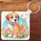 Schattigee puppy kleine poten grote liefde sleutelhanger (Achterkant)