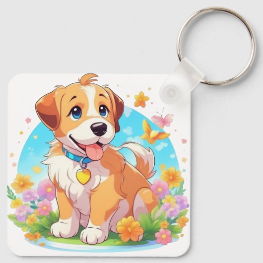 Schattigee puppy kleine poten grote liefde sleutelhanger (Achterkant)