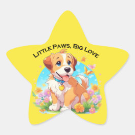Schattigee puppy kleine poten grote liefde ster sticker
