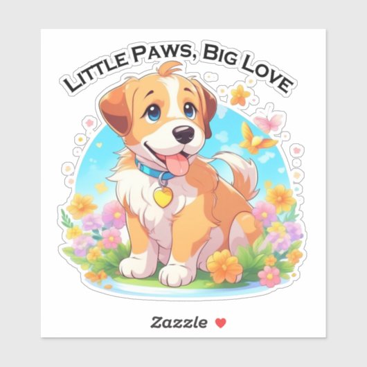 Schattigee puppy kleine poten grote liefde sticker (Vel)