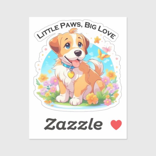 Schattigee puppy kleine poten grote liefde sticker (Vel)