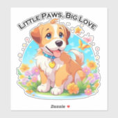 Schattigee puppy kleine poten grote liefde sticker (Vel)