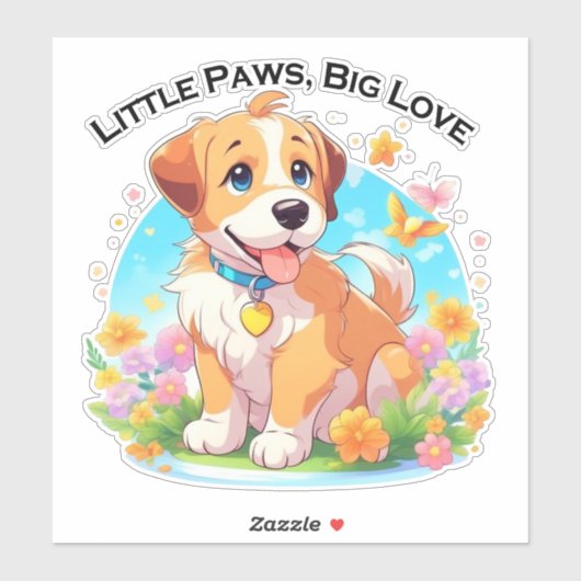 Schattigee puppy kleine poten grote liefde sticker (Vel)