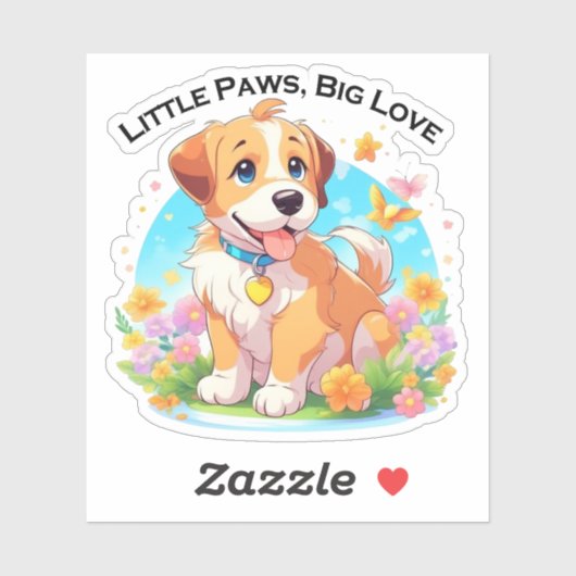Schattigee puppy kleine poten grote liefde sticker (Vel)