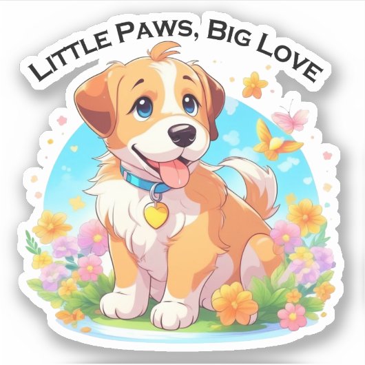 Schattigee puppy kleine poten grote liefde sticker (Voorkant)