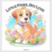 Schattigee puppy kleine poten grote liefde sticker (Vel)
