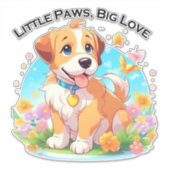 Schattigee puppy kleine poten grote liefde sticker (Voorkant)