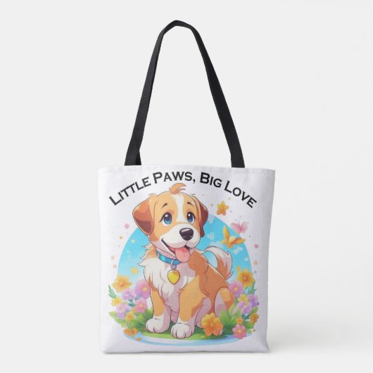 Schattigee puppy kleine poten grote liefde tote bag (Achterkant)