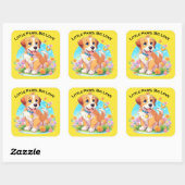 Schattigee puppy kleine poten grote liefde vierkante sticker (Vel)