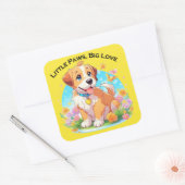 Schattigee puppy kleine poten grote liefde vierkante sticker (Envelop)