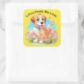 Schattigee puppy kleine poten grote liefde vierkante sticker (Tas)