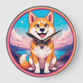 Schattigee Puppy kleurrijke cartoon stijl ontwerp Grote Klok