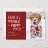 Schattigee puppy kusjes kerst feestdagenkaart (Voorkant)