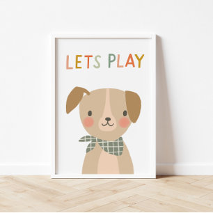 Schattigee puppy laat Kinder spelen Poster