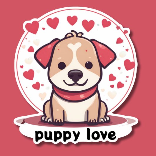 Schattigee Puppy Liefde Waterdicht Sticker