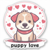 Schattigee Puppy Liefde Waterdicht Sticker (Voorkant)