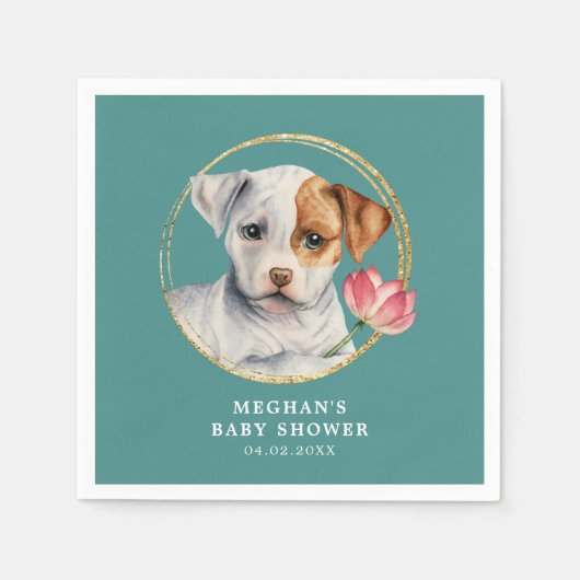 Schattigee puppy met Baby shower Servet (Voorkant)