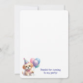 Schattigee puppy met ballonnen verjaardagsfeestje kaart (Achterkant)