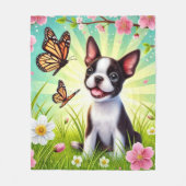 Schattigee puppy met bloemen en vlinders fleece deken (Voorkant)