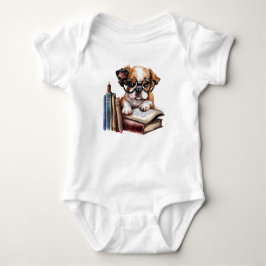 Schattigee Puppy met boeken Romper