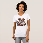 Schattigee Puppy met boeken T-shirt (Voorkant volledig)