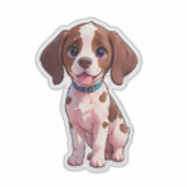 Schattigee puppy met een halsband sticker (Voorkant)