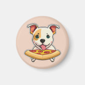 Schattigee Puppy met een plakje pizza Magneet (Voorkant)
