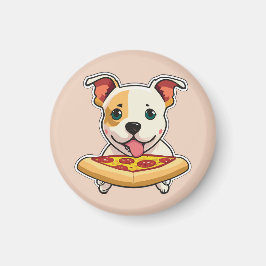 Schattigee Puppy met een plakje pizza Magneet