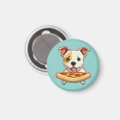 Schattigee Puppy met een plakje pizza Magneet (Voorkant / Achterkant)
