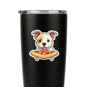 Schattigee Puppy met een plakje pizza Sticker