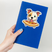Schattigee Puppy met een plakje pizza Sticker