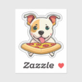 Schattigee Puppy met een plakje pizza Sticker (Vel)