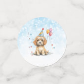 Schattigee puppy met feest Pet verjaardag Confetti (Kleine voorkant)