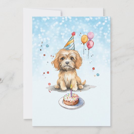 Schattigee puppy met feest Pet verjaardag Kaart (Achterkant)