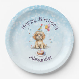 Schattigee puppy met feest Pet verjaardag Papieren Bordje