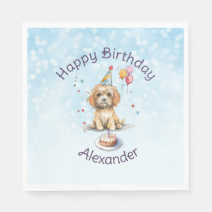 Schattigee puppy met feest Pet verjaardag Servet