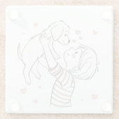 Schattigee puppy met Happy Kind Cartoon Glazen Onderzetter (Achterkant)