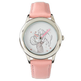 Schattigee puppy met Happy Kind Cartoon Horloge