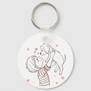 Schattigee puppy met Happy Kind Cartoon Sleutelhanger