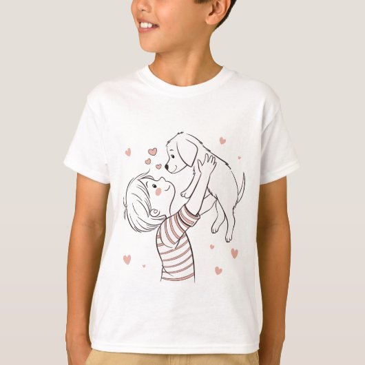 Schattigee puppy met Happy Kind Cartoon T-shirt (Voorkant)